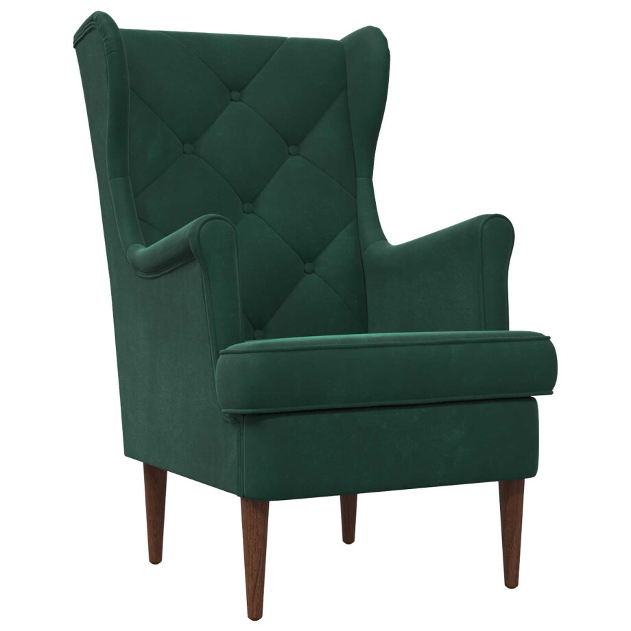 vidaXL Fauteuil Donkergroen Fluweel afbeelding 1