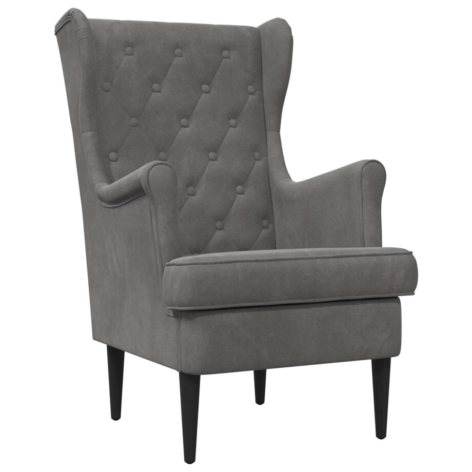 vidaXL Fauteuil Donkergrijs Fluweel afbeelding 1