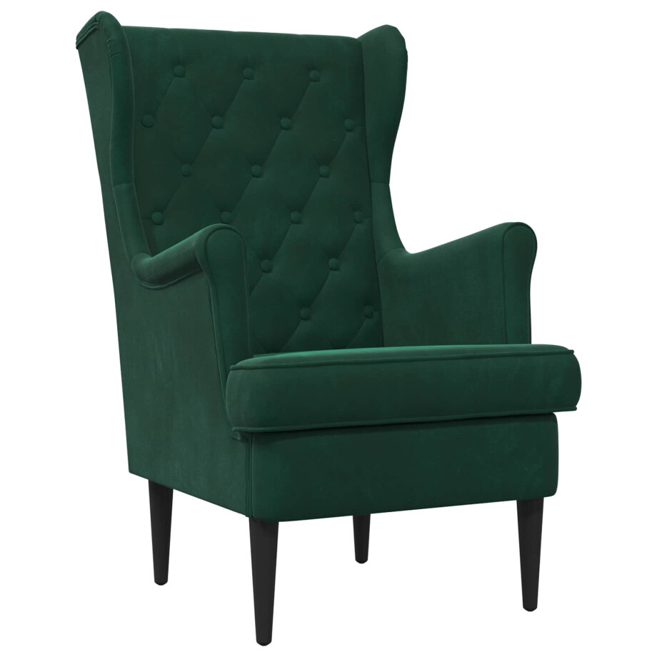 vidaXL Fauteuil Donkergroen Fluweel vidaXL Fauteuil Donkergroen Fluweel afbeelding 1