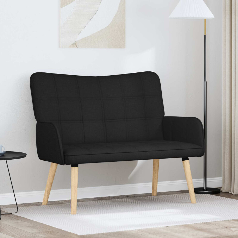 vidaXL 2-Zits Sofa Zwart 115 x 61 x 87 cm Stof afbeelding 1