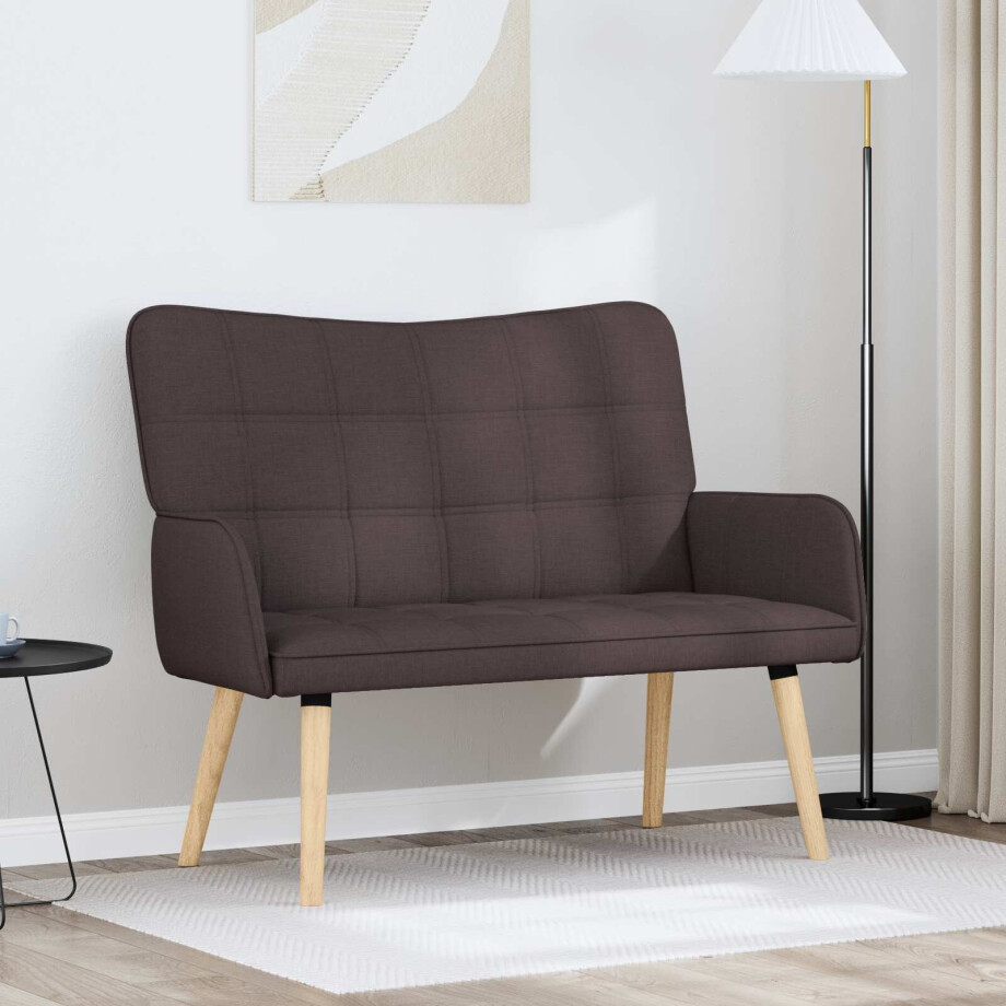 vidaXL 2-Zits Sofa Donkerbruin 115 x 61 x 87 cm Stof afbeelding 1