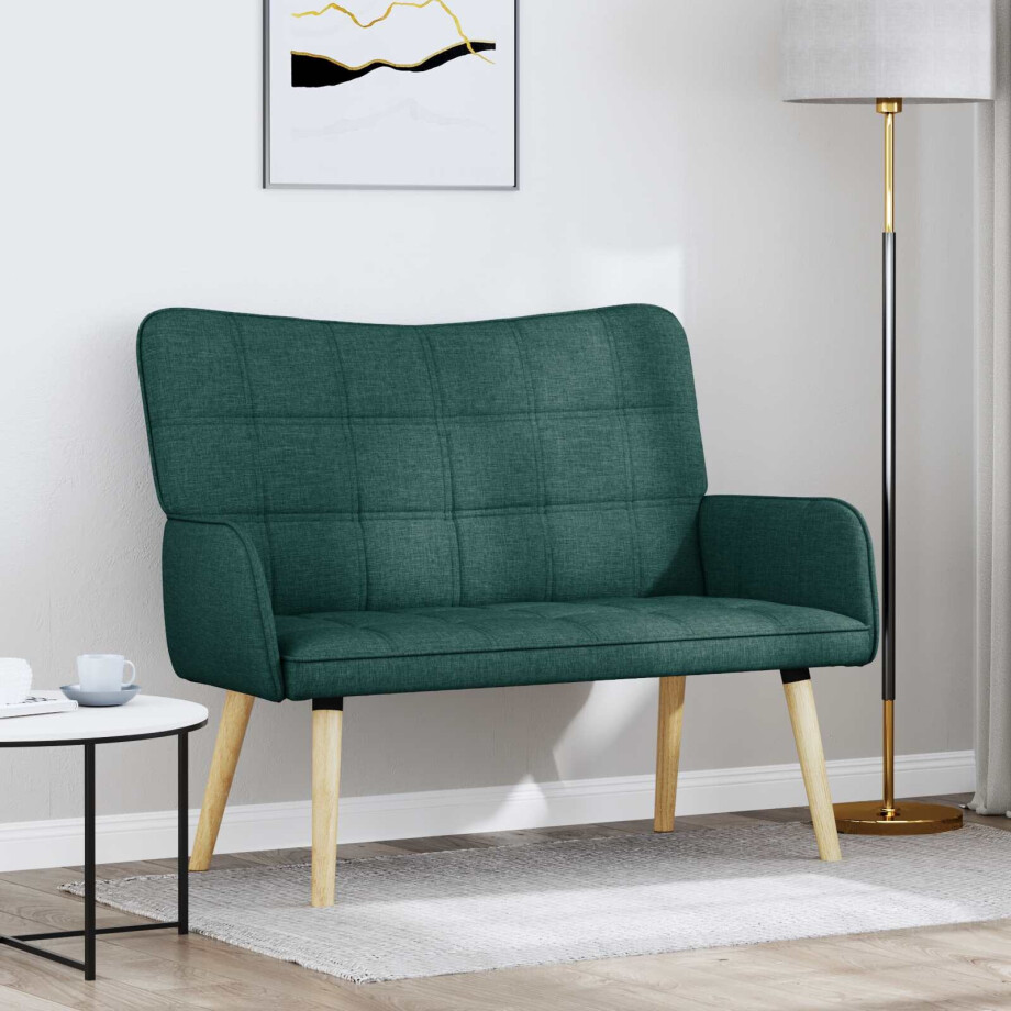 vidaXL Twee Persoons Sofa Donkergroen 115 x 61 x 87 cm Stof vidaXL Twee Persoons Sofa Donkergroen 115 x 61 x 87 cm Stof afbeelding 1