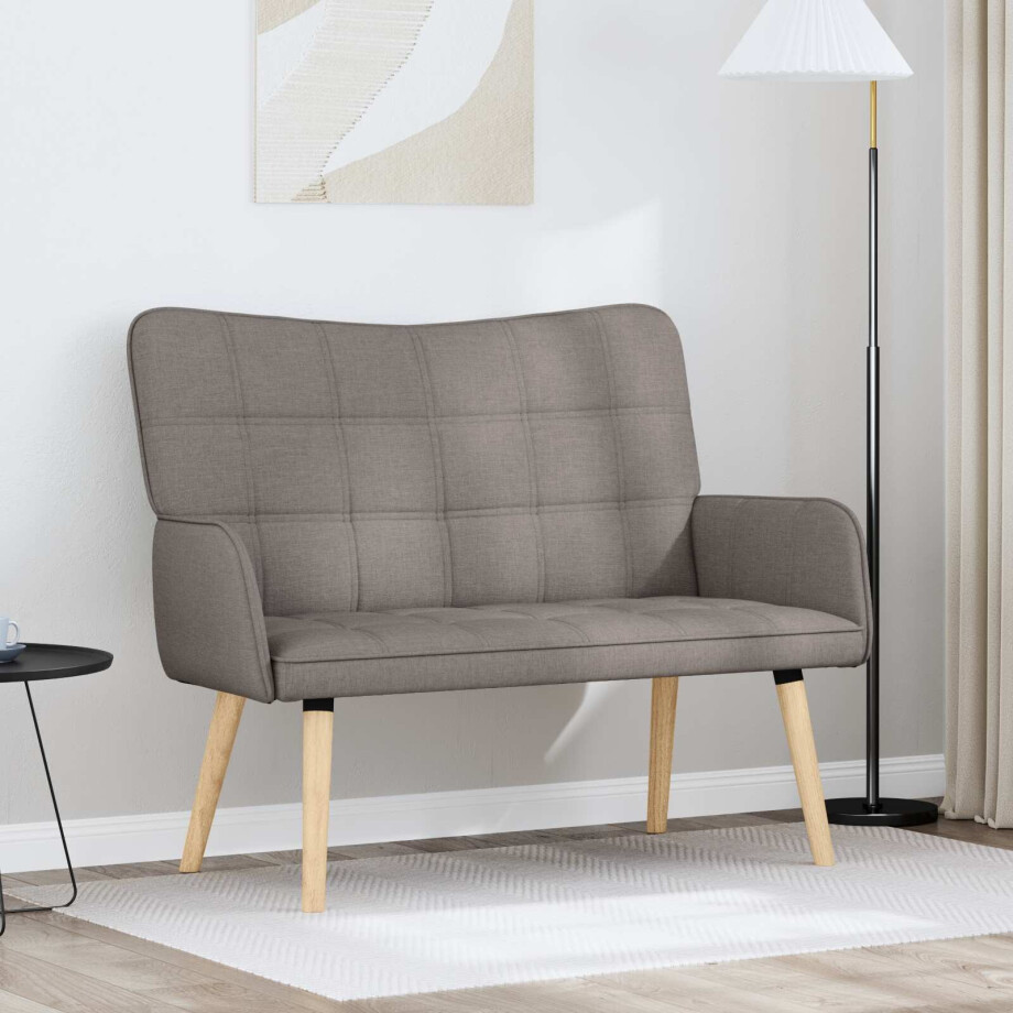 vidaXL Twee Persoons Sofa Taupe 115 x 61 x 87 cm Stof afbeelding 1