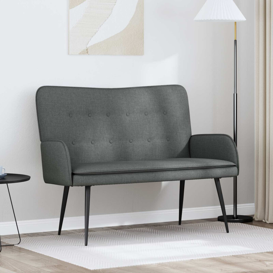 vidaXL 2-zitsbank Donkergrijs 115 x 61 x 87 cm Stof afbeelding 1