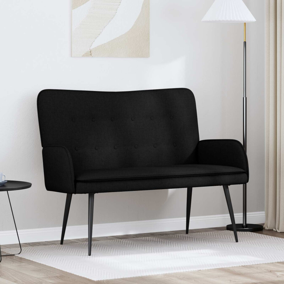 vidaXL 2-Zits Sofa Zwart 115 x 61 x 87 cm Stof afbeelding 1