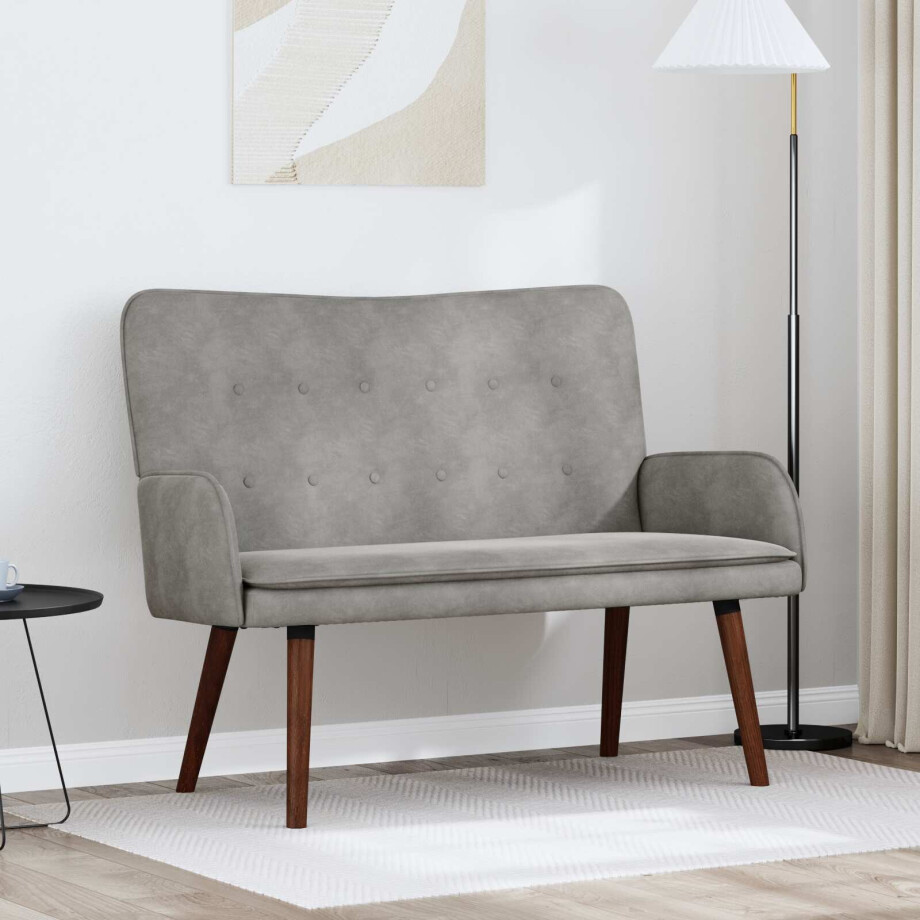 vidaXL 2-Zits Sofa Lichtgrijs 115 x 61 x 87 cm Fluweel (V) vidaXL 2-Zits Sofa Lichtgrijs 115 x 61 x 87 cm Fluweel (V) afbeelding 1
