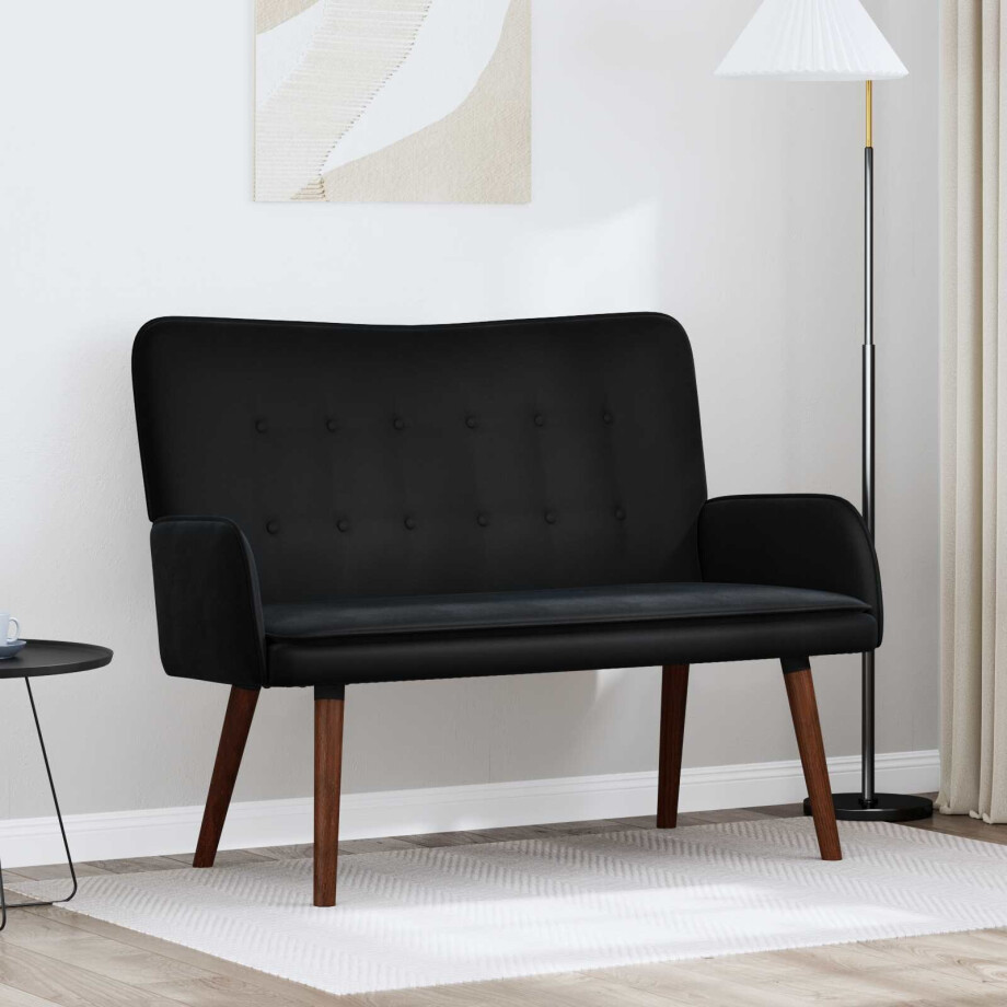 vidaXL 2-Zits Sofa Zwart 115 x 61 x 87 cm Fluweel (V) afbeelding 1