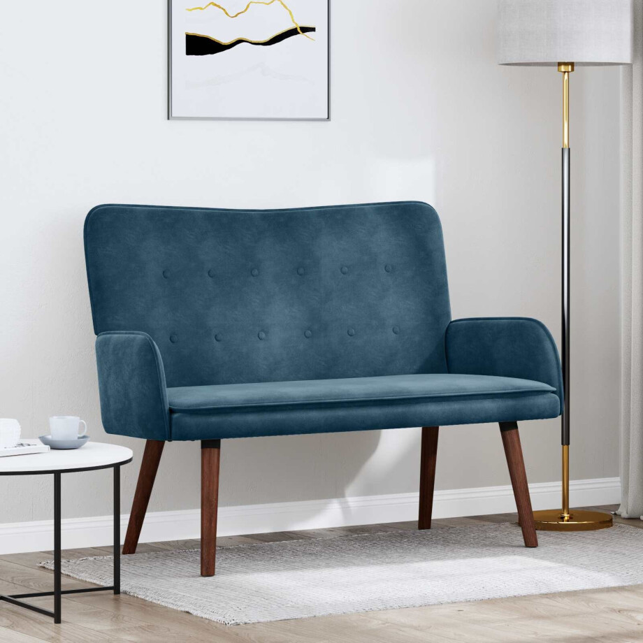vidaXL 2-Zits Sofa Blauw 115 x 61 x 87 cm Fluweel (V) afbeelding 1