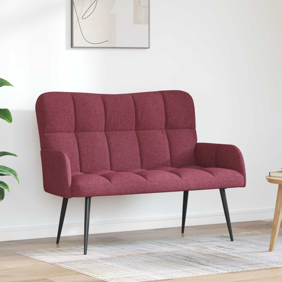 vidaXL 2-Zits Sofa Wijnrood 115 x 61 x 87 cm Stof afbeelding 1