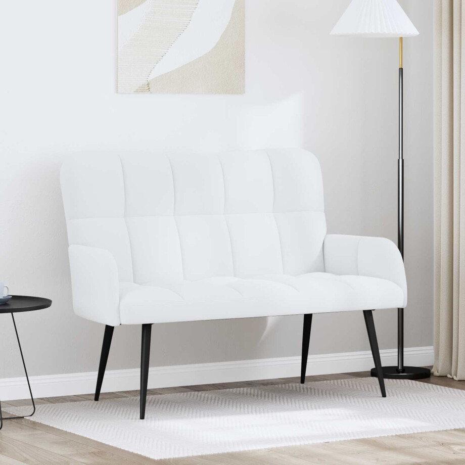 vidaXL 2-Zits Sofa Wit 115 x 61 x 87 cm Stof vidaXL 2-Zits Sofa Wit 115 x 61 x 87 cm Stof afbeelding 1