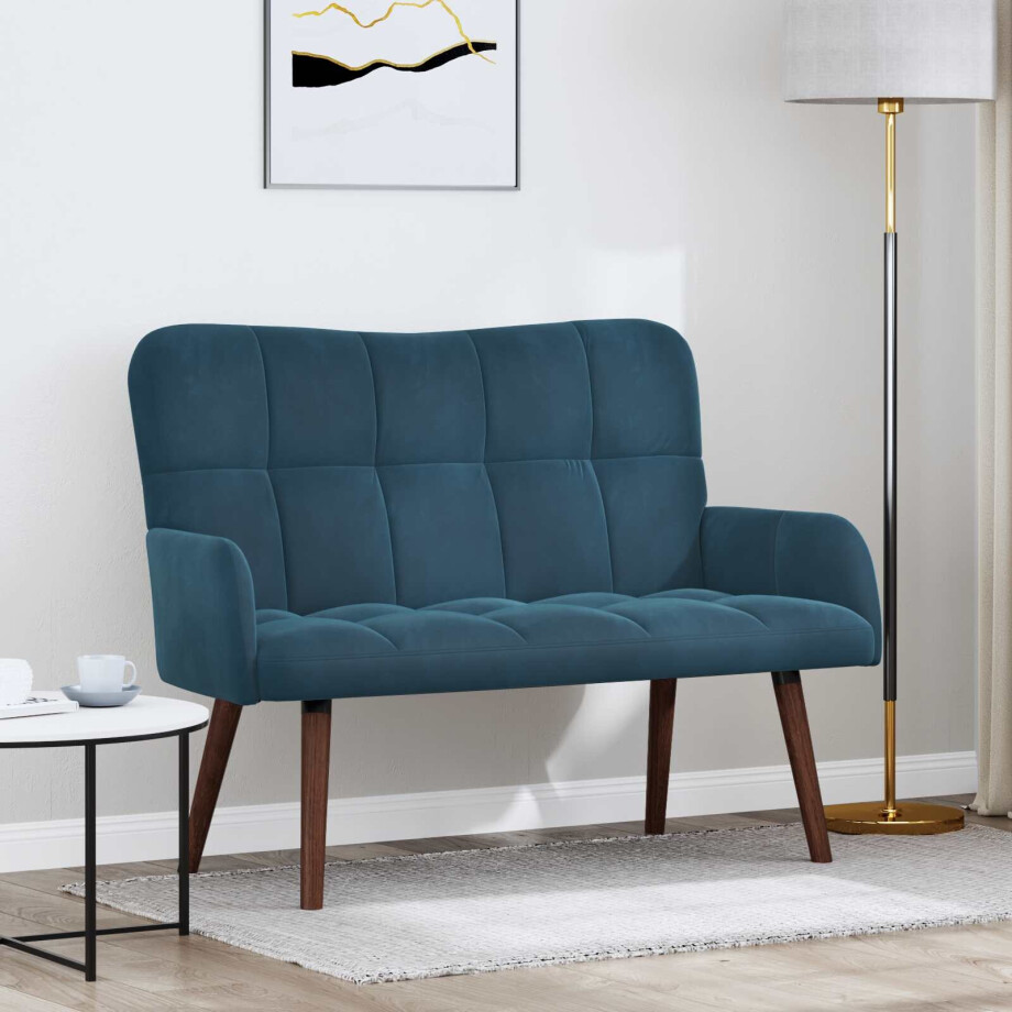 vidaXL 2-Zits Sofa Blauw 115 x 61 x 87 cm Fluweel (V) afbeelding 1