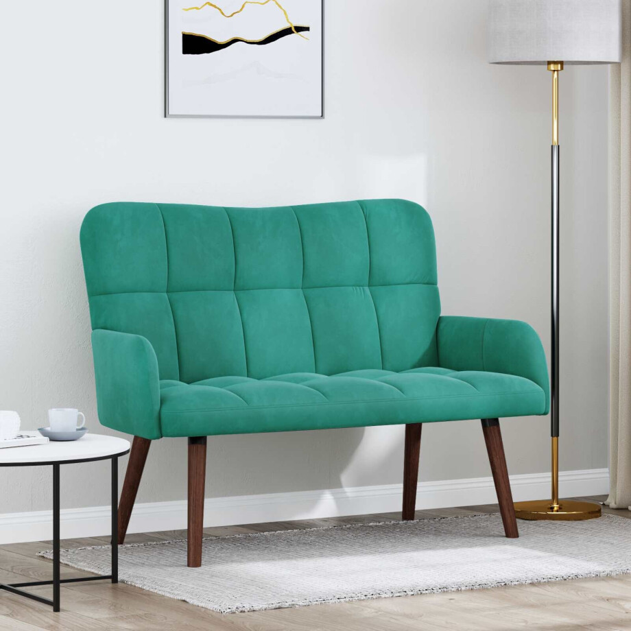 vidaXL 2-Zits Sofa Turquoise 115 x 61 x 87 cm Fluweel (V) afbeelding 1