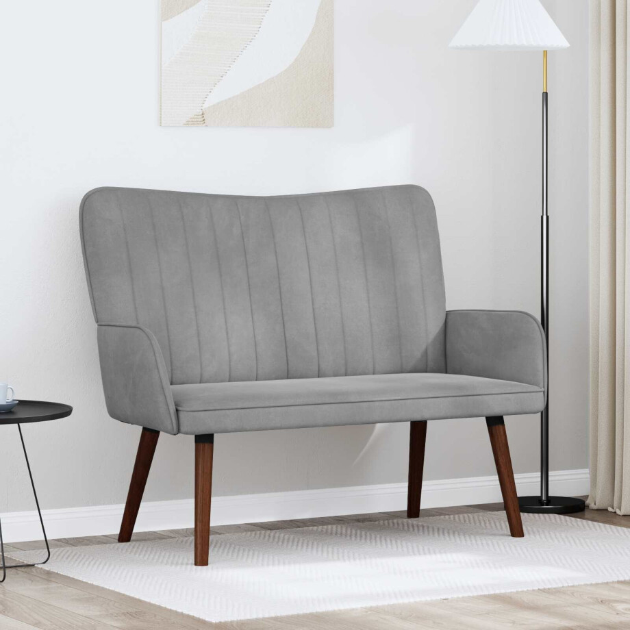 vidaXL 2-Zits Sofa Lichtgrijs 115 x 61 x 87 cm Fluweel (V) vidaXL 2-Zits Sofa Lichtgrijs 115 x 61 x 87 cm Fluweel (V) afbeelding 1