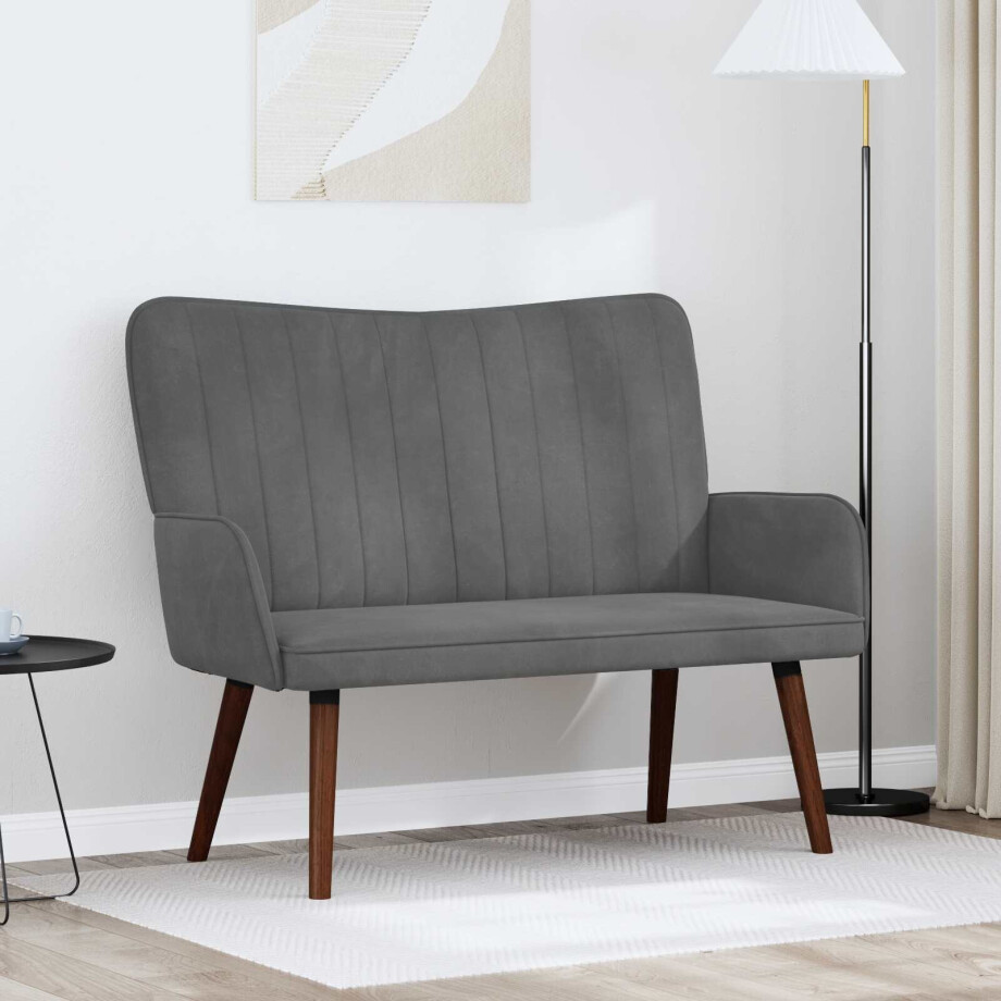 vidaXL 2-Zits Sofa Donkergrijs 115 x 61 x 87 cm Fluweel (V) afbeelding 1