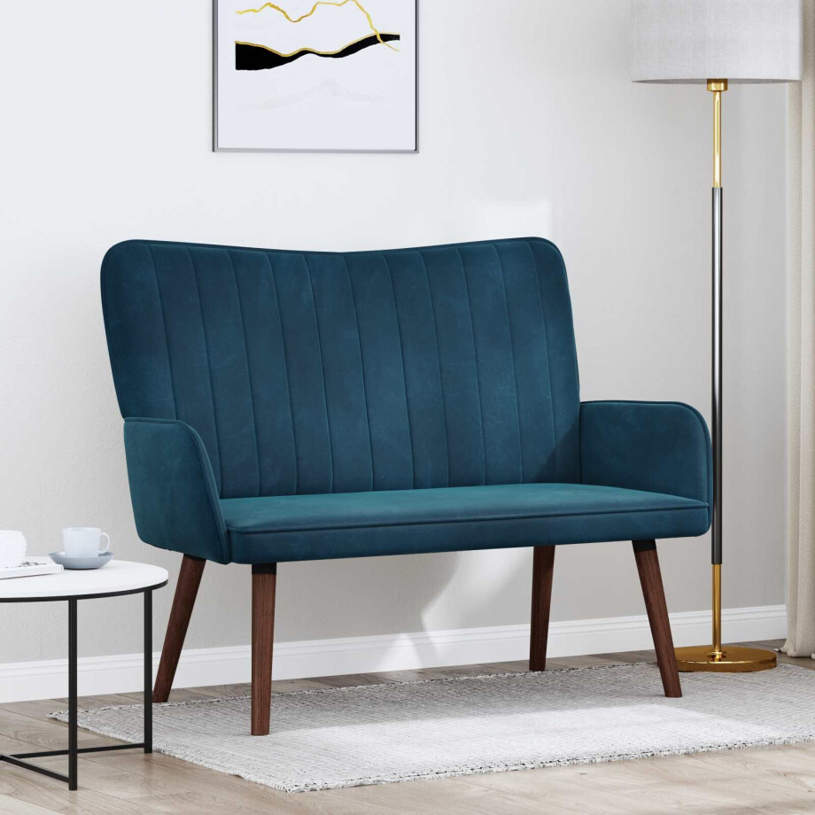 vidaXL 2-Zits Sofa Blauw 115 x 61 x 87 cm Fluweel (V) afbeelding 1