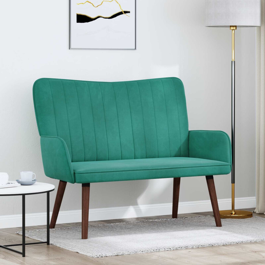 vidaXL 2-Zits Sofa Turquoise 115 x 61 x 87 cm Fluweel (V) afbeelding 1