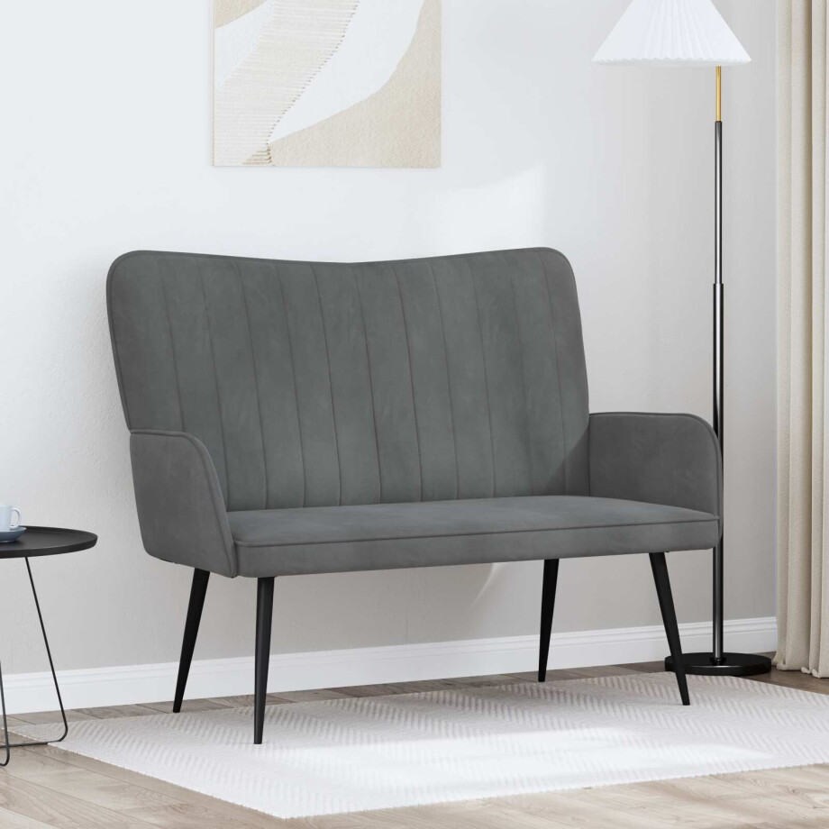 vidaXL 2-Zits Sofa Donkergrijs 115 x 61 x 87 cm Fluweel (V) afbeelding 1