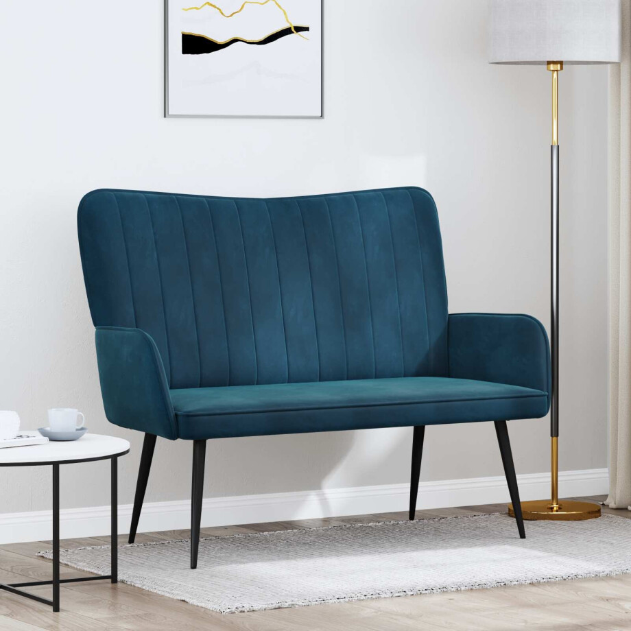 vidaXL 2-Zits Sofa Blauw 115 x 61 x 87 cm Fluweel (V) afbeelding 1