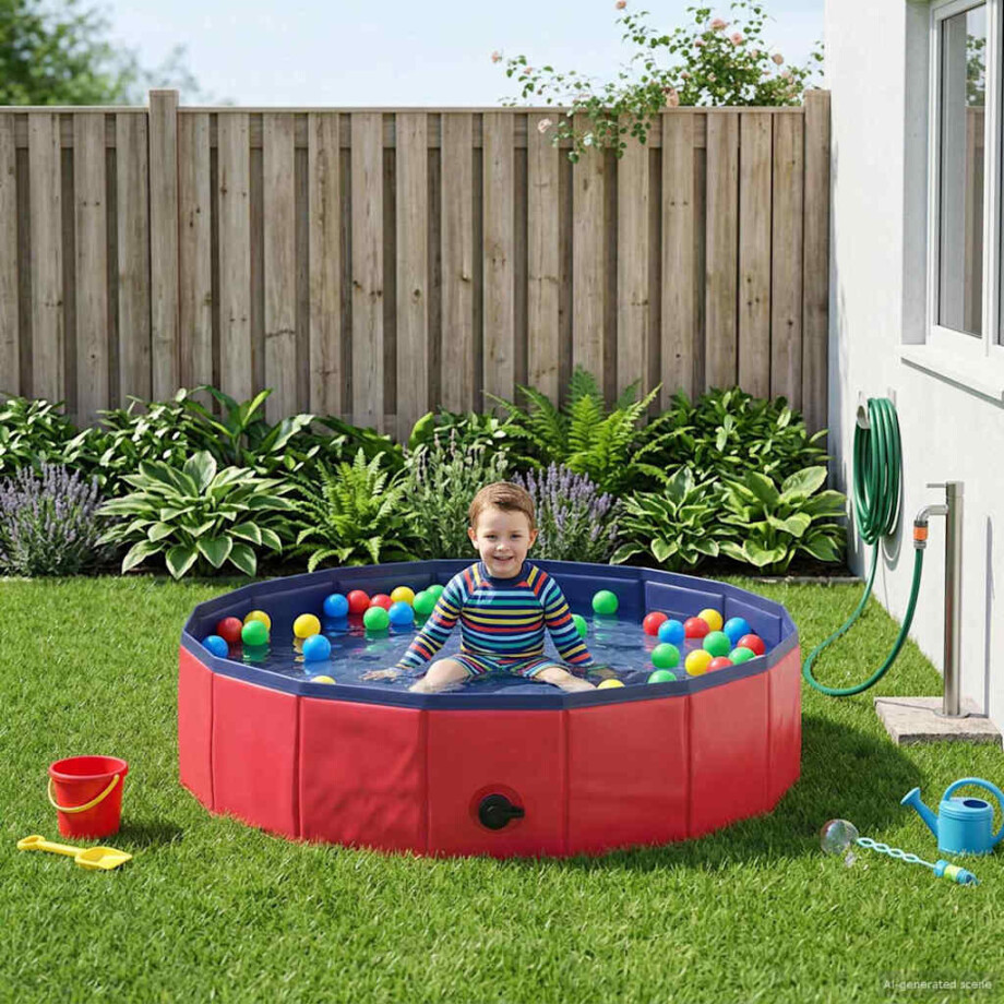 vidaXL Kinderen Zwembad Rood Ø 80 x 20 cm Dik PVC en Gelaagd Hout vidaXL Kinderen Zwembad Rood Ø 80 x 20 cm Dik PVC en Gelaagd Hout afbeelding 1