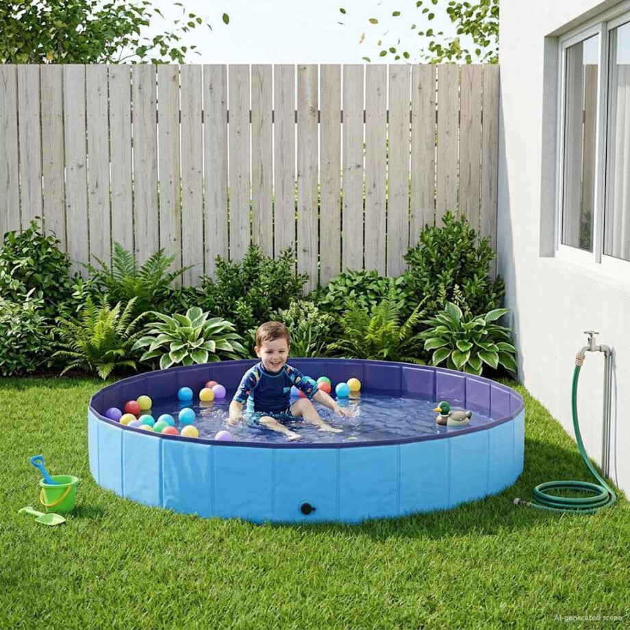 vidaXL Kinderen Zwembad Blauw Ø200 x 30 cm Dik PVC en Gelaagd Hout vidaXL Kinderen Zwembad Blauw Ø200 x 30 cm Dik PVC en Gelaagd Hout afbeelding 1