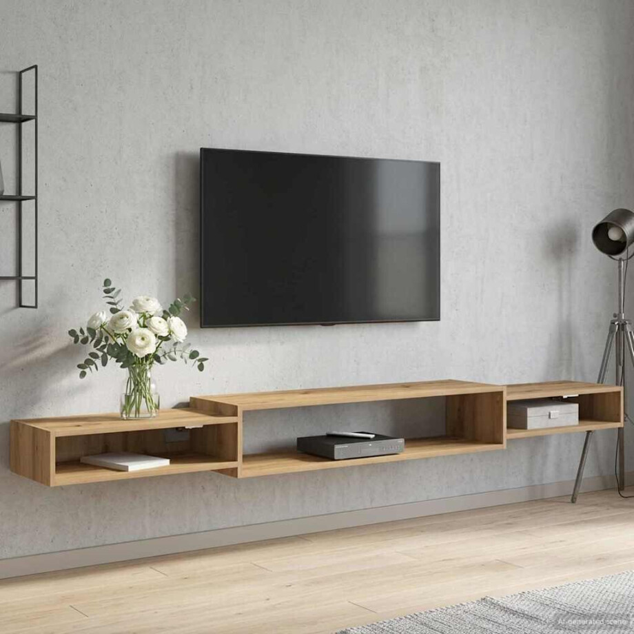 vidaXL Wandgemonteerd tv-meubel Muurmontage Artisanaal eiken afbeelding 1