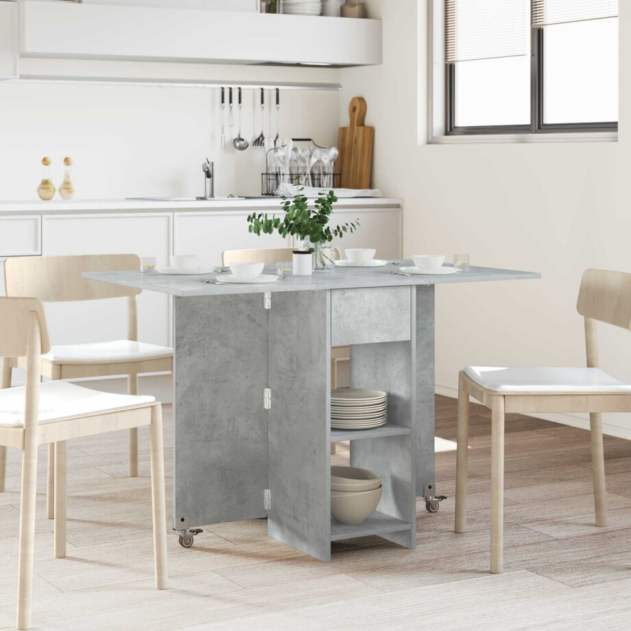 vidaXL Eettafel 115 x 70 x 75 cm Bewerkt hout Betongrijs Rechthoekig afbeelding 1