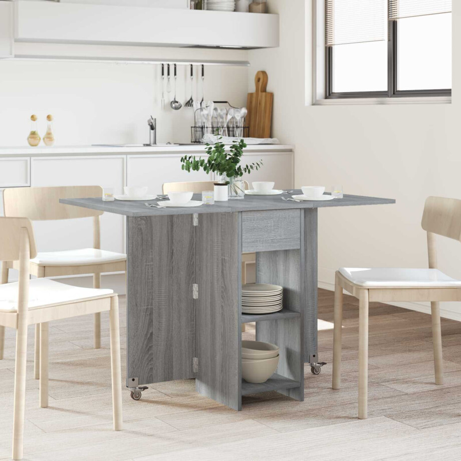 vidaXL Eettafel 115 x 70 x 75 cm Bewerkt hout Grijs Sonoma Rechthoekig afbeelding 1