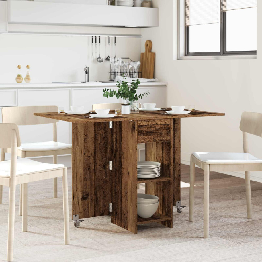 vidaXL Eettafel 115 x 70 x 75 cm Bewerkt hout Oud hout Rechthoekig afbeelding 1