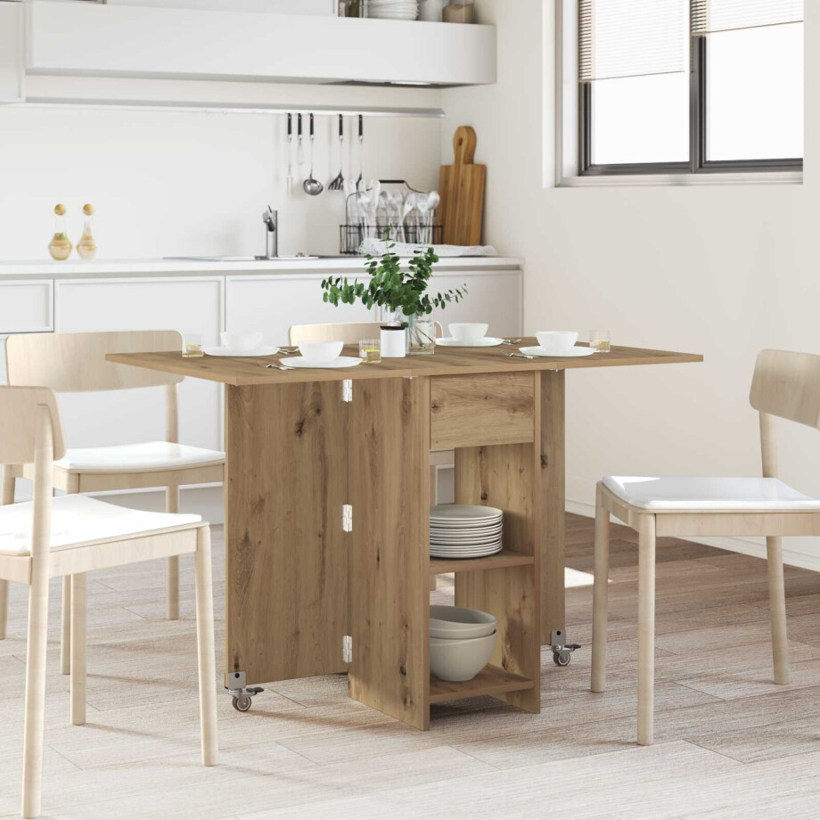 vidaXL Eettafel 115 x 70 x 75 cm Bewerkt hout Artisanaal eiken afbeelding 1