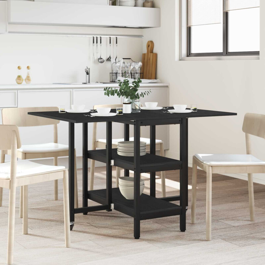 vidaXL Eettafel 122 x 80 x 76,5 cm Bewerkt hout Zwart eiken vidaXL Eettafel 122 x 80 x 76,5 cm Bewerkt hout Zwart eiken afbeelding 1