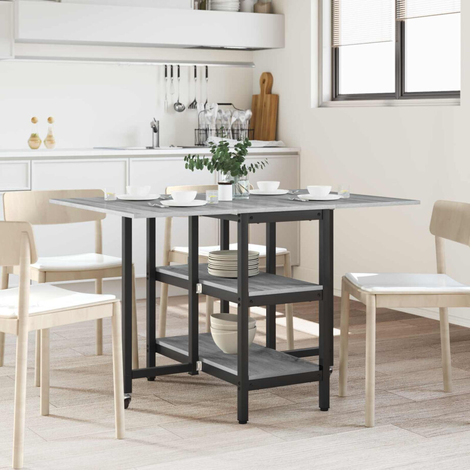 vidaXL Eettafel 122 x 80 x 76,5 cm Bewerkt hout Grijs Sonoma vidaXL Eettafel 122 x 80 x 76,5 cm Bewerkt hout Grijs Sonoma afbeelding 1