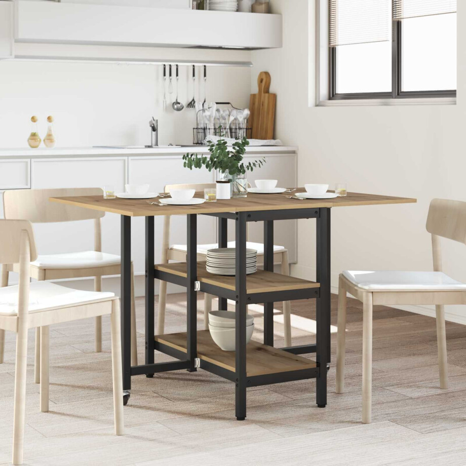 vidaXL Eettafel 122 x 80 x 76,5 cm Bewerkt hout Artisanaal eiken afbeelding 1