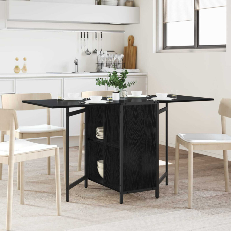 vidaXL Eettafel 144 x 60 x 75 cm Bewerkt hout Zwart eiken Rechthoekig vidaXL Eettafel 144 x 60 x 75 cm Bewerkt hout Zwart eiken Rechthoekig afbeelding 1
