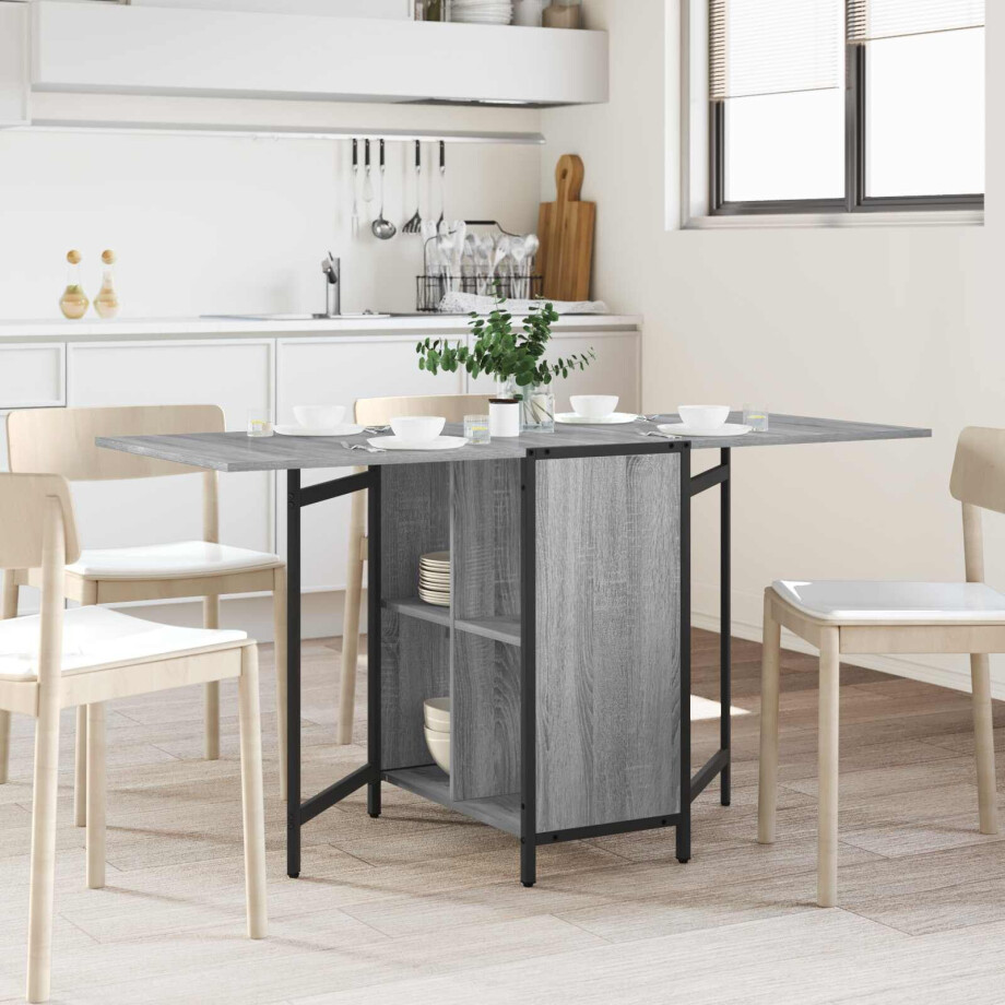 vidaXL Eettafel 144 x 60 x 75 cm Bewerkt hout Grijs Sonoma Rechthoekig afbeelding 1