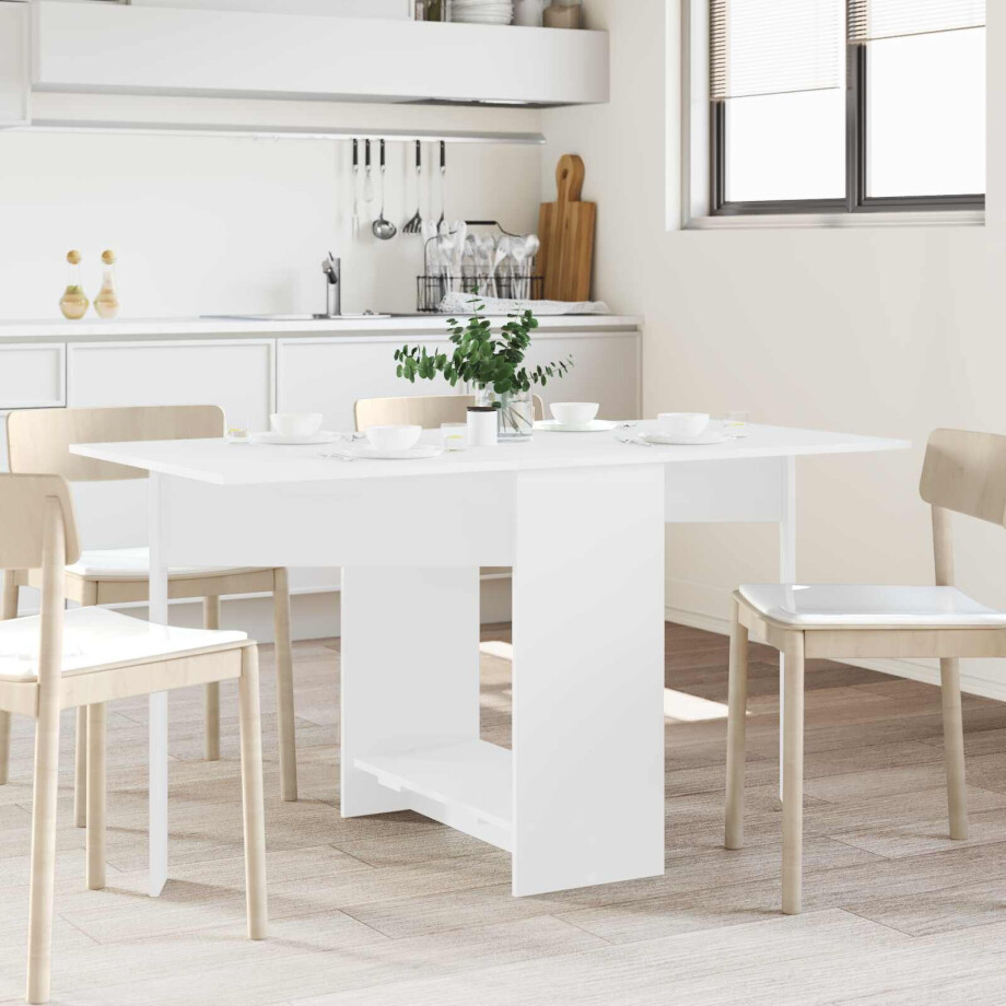 vidaXL Eettafel 138 x 70 x 73,5 cm Bewerkt hout Wit Rechthoekig afbeelding 1