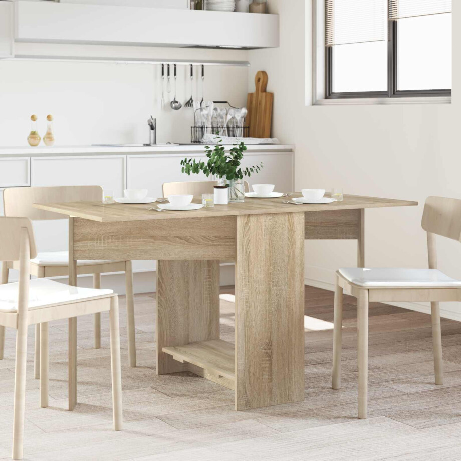 vidaXL Eettafel 138 x 70 x 73,5 cm Bewerkt hout Sonoma Eiken afbeelding 1