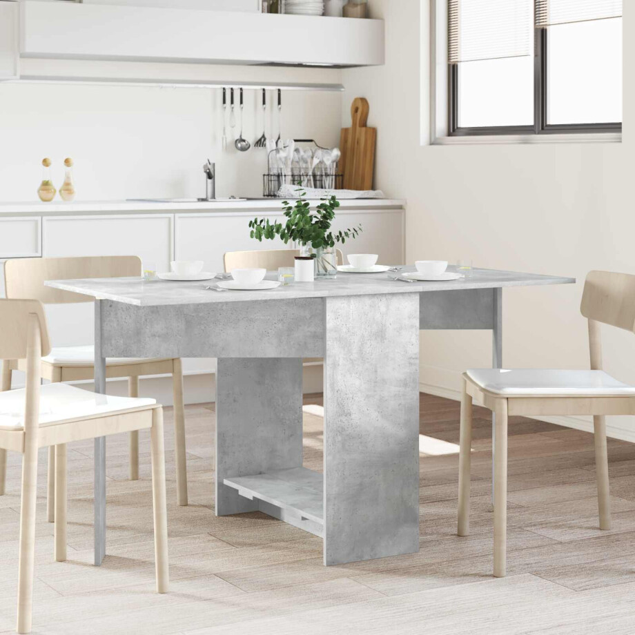 vidaXL Eettafel 138 x 70 x 73,5 cm Bewerkt hout Betongrijs Rechthoekig afbeelding 1