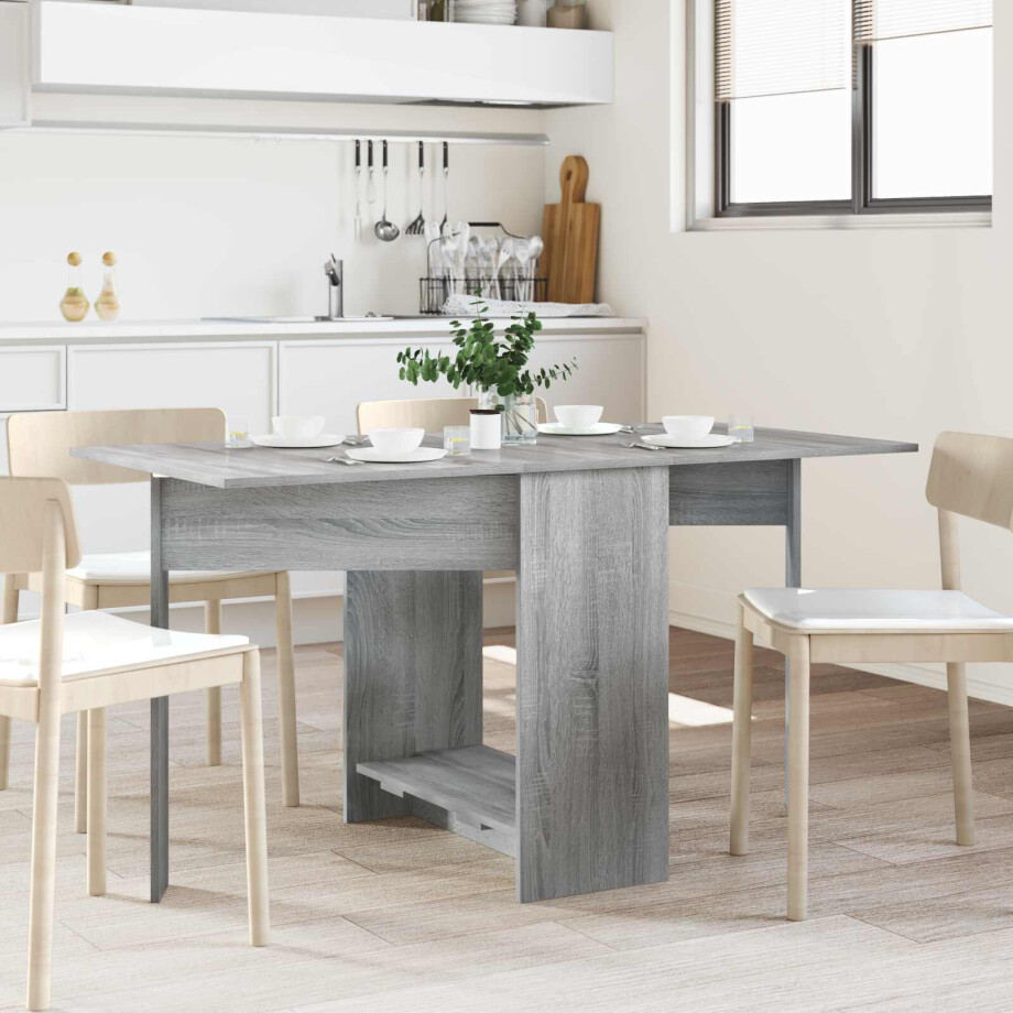 vidaXL Eettafel 138 x 70 x 73,5 cm Bewerkt hout Grijs Sonoma afbeelding 1