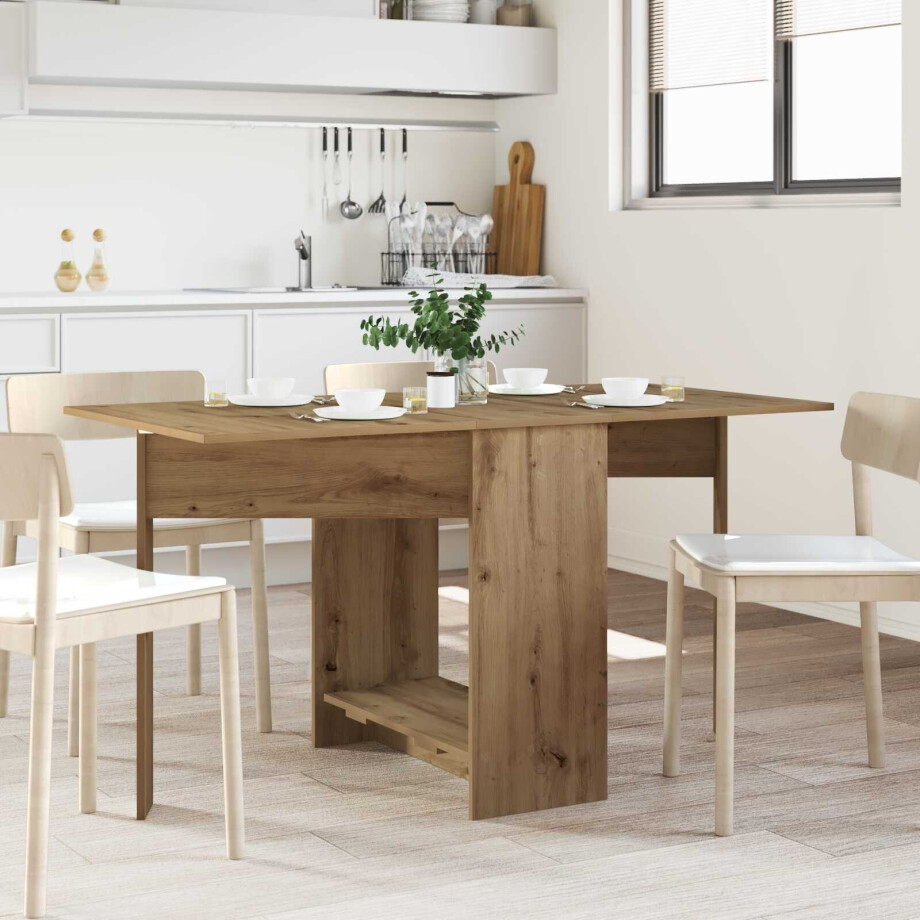 vidaXL Eettafel 138 x 70 x 73,5 cm Bewerkt hout Artisanaal eiken afbeelding 1