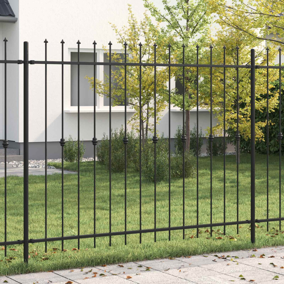 vidaXL Spike Fence Asten Zwart 200 x 200 cm Gepoedercoat staal afbeelding 1