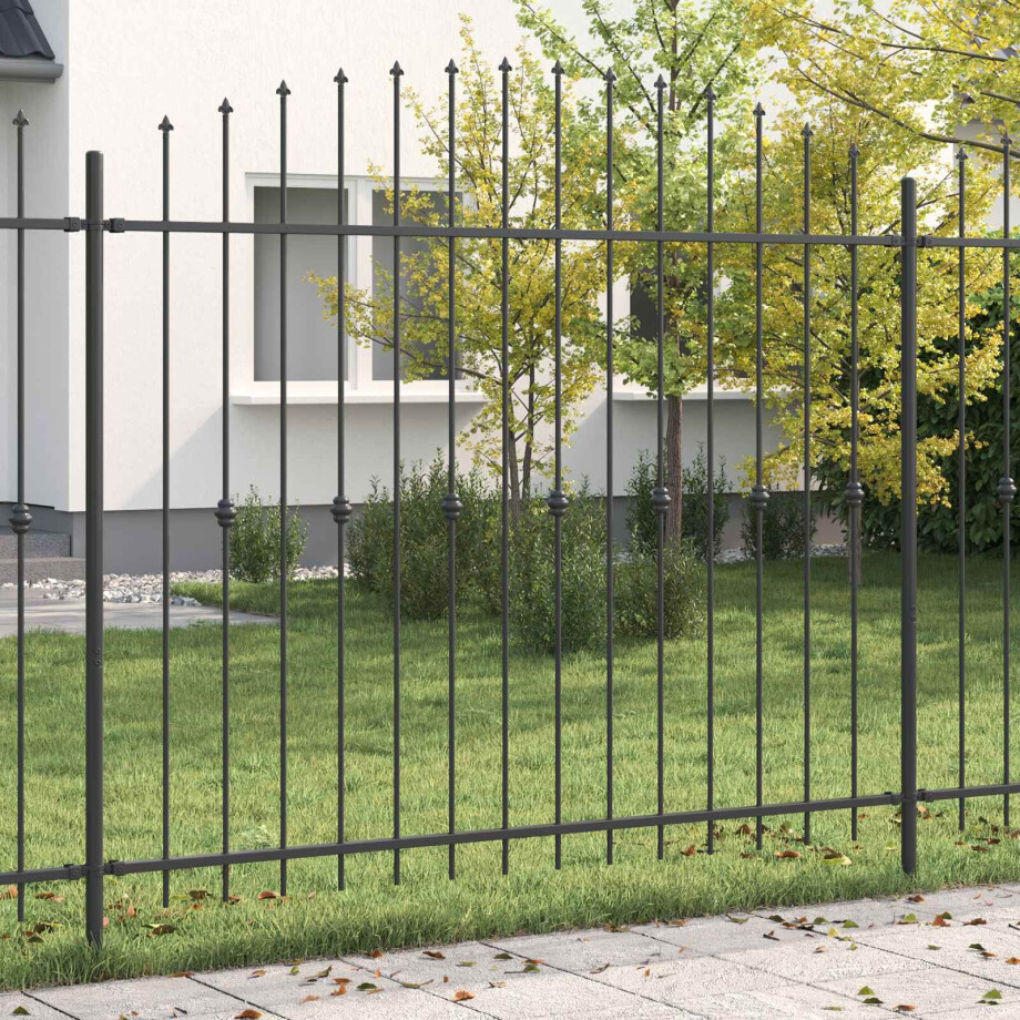 vidaXL Spike Fence Asten Zwart 200 x 200 cm Gepoedercoat staal afbeelding 1