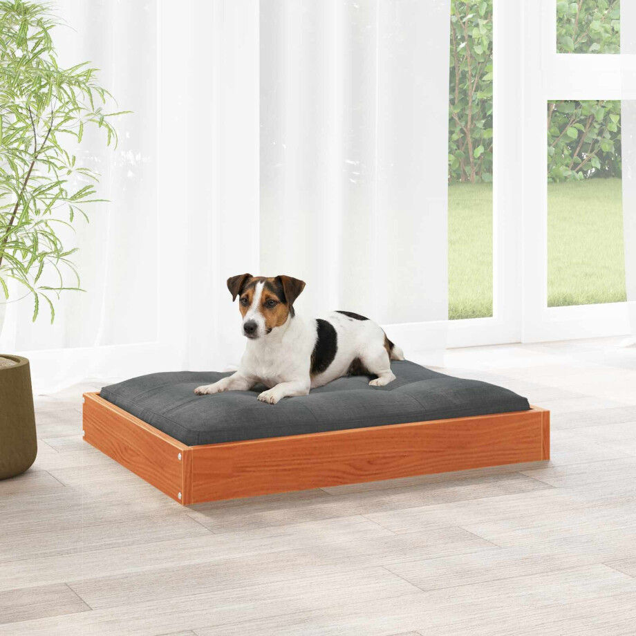 vidaXL Hondenbed Wasbruin 72 x 54 x 9 cm Massief Vurenhout afbeelding 1