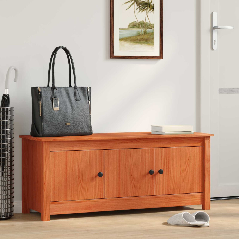 vidaXL Schoenenkast Wasbruin 110 x 38 x 45,5 cm Massief grenenhout afbeelding 1