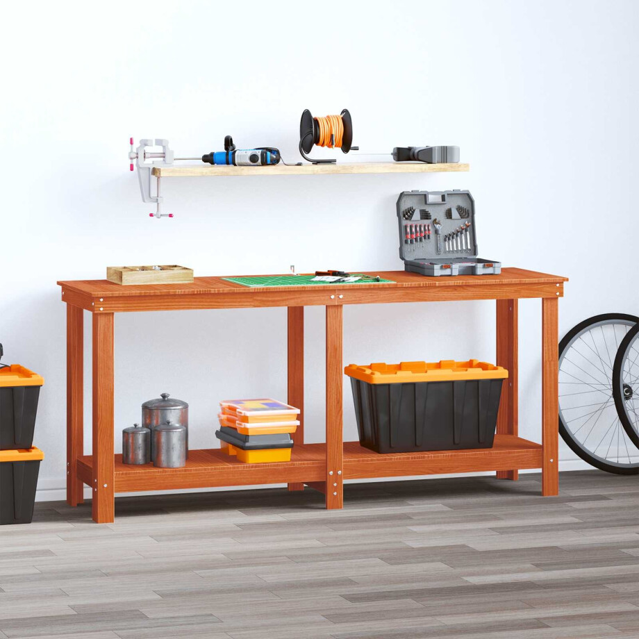 vidaXL Werkbank Waskleur Bruin 180 x 50 x 80 cm Massief grenenhout afbeelding 1