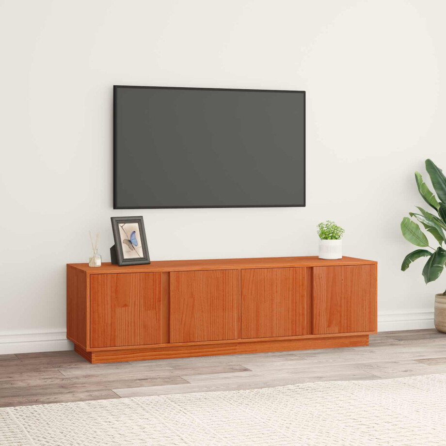 vidaXL TV-kast Waskleur Bruin 140 x 40 x 40 cm Massief grenenhout afbeelding 1