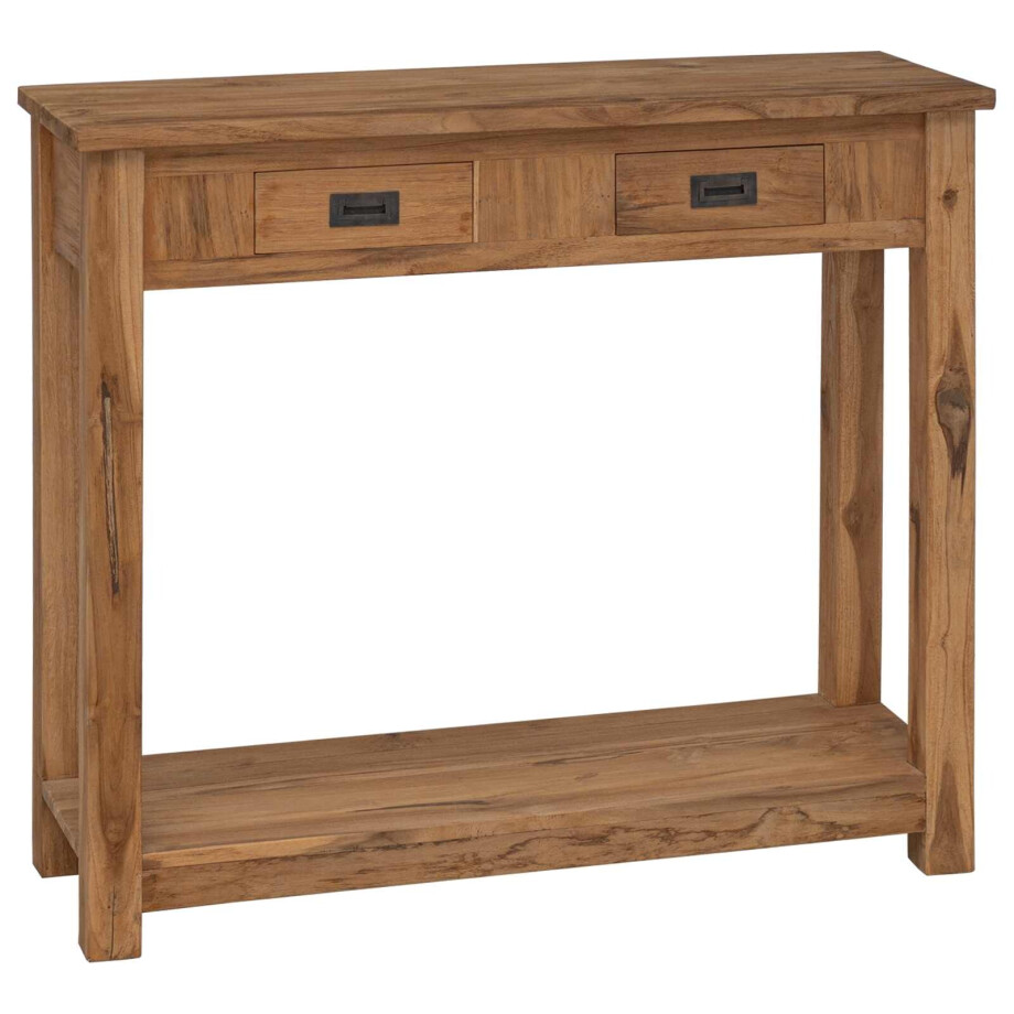 vidaXL Wandtafel Naturel 90 x 30 x 80 cm Massief Teakhout afbeelding 1