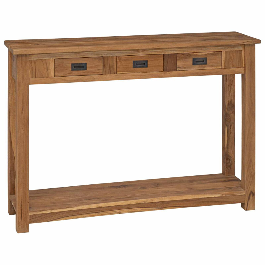 vidaXL Wandtafel Naturel 110 x 30 x 80 cm Massief Teakhout afbeelding 1