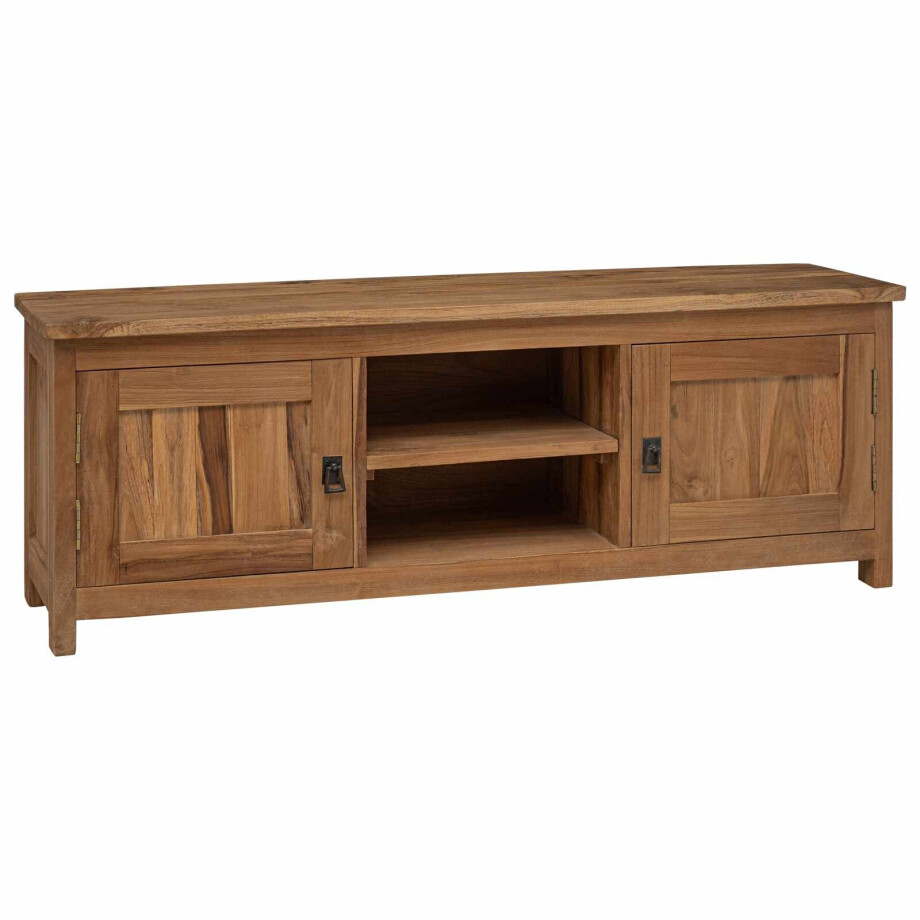 vidaXL Tv-meubel 110 x 30 x 40 cm Naturel Massief Teakhout afbeelding 1