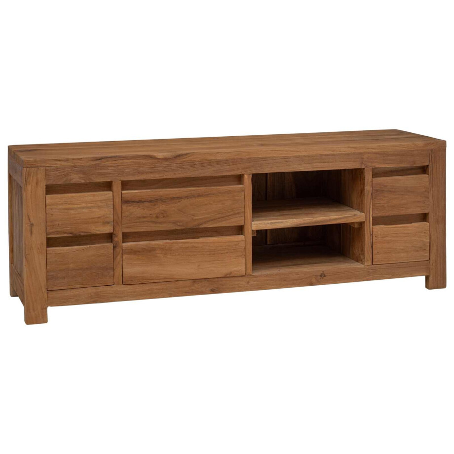 vidaXL Tv-meubel 110 x 30 x 40 cm Naturel Massief Teakhout afbeelding 1