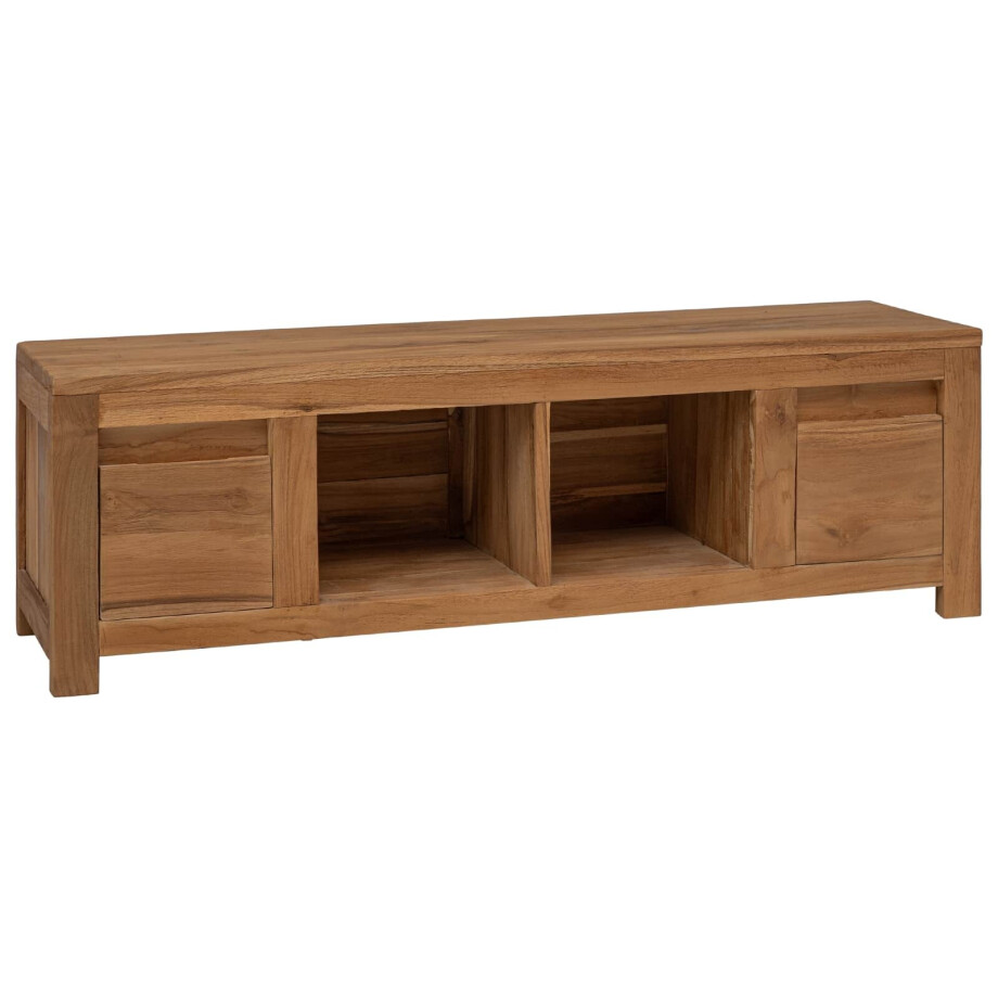 vidaXL TV-kast 110 x 30 x 35 cm Naturel Massief Teakhout afbeelding 1
